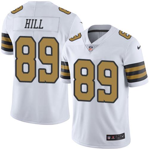 Nike Saints #89 Josh Hill White Men's Stitched NFL Limited Rush Jersey - Click Image to Close